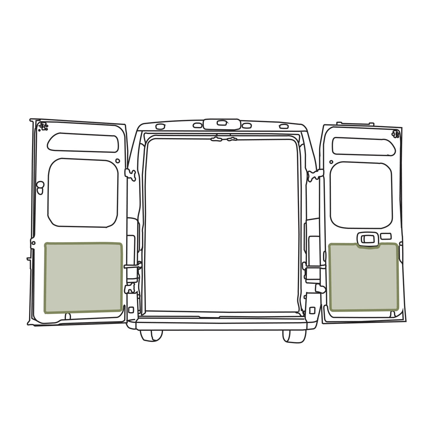 Ram Promaster Lower Rear Door Storage Panels (Rear)